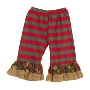 RUFFLES by Tutu & Lulu Girls Capri Striped Ruffled Leggings Size 5-6 Years